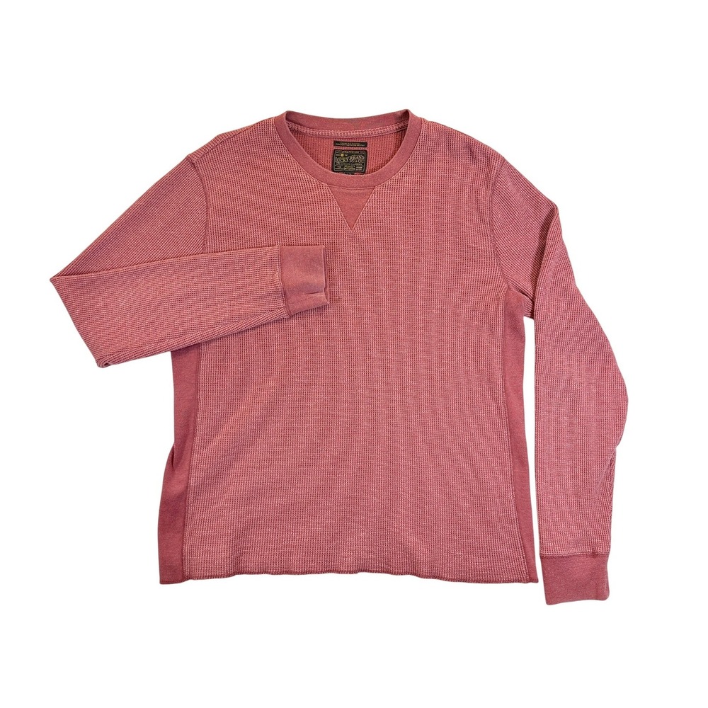 Lucky Brand Thermal Shirt Mens Large Red Long Sleeve Waffle Knit 7M62301